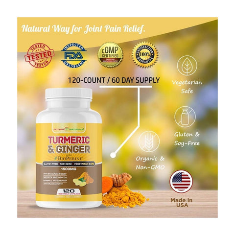 Image of TURMERIC Curcumin & Ginger With Bioperine 1500mg - Potent Naturals