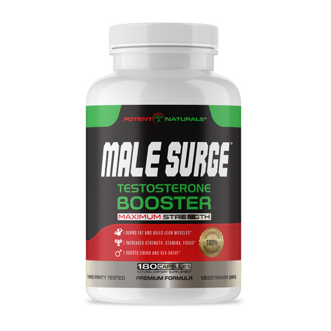 Image of MALE SURGE Premium Testosterone Booster 2100mgs D-AA-CC (180-Veggie Capsules) EXTRA $10 OFF USE CODE:  MALE10  (LIMITED TIME ONLY) - Potent Naturals