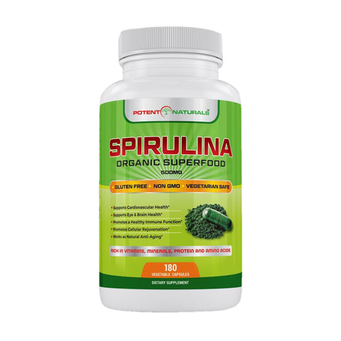 Image of Organic SPIRULINA Superfood / 180-Veggie Capsules - Potent Naturals