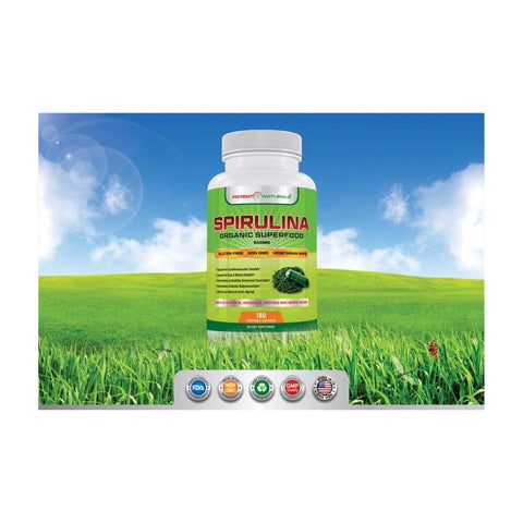 Image of Organic SPIRULINA Superfood / 180-Veggie Capsules - Potent Naturals
