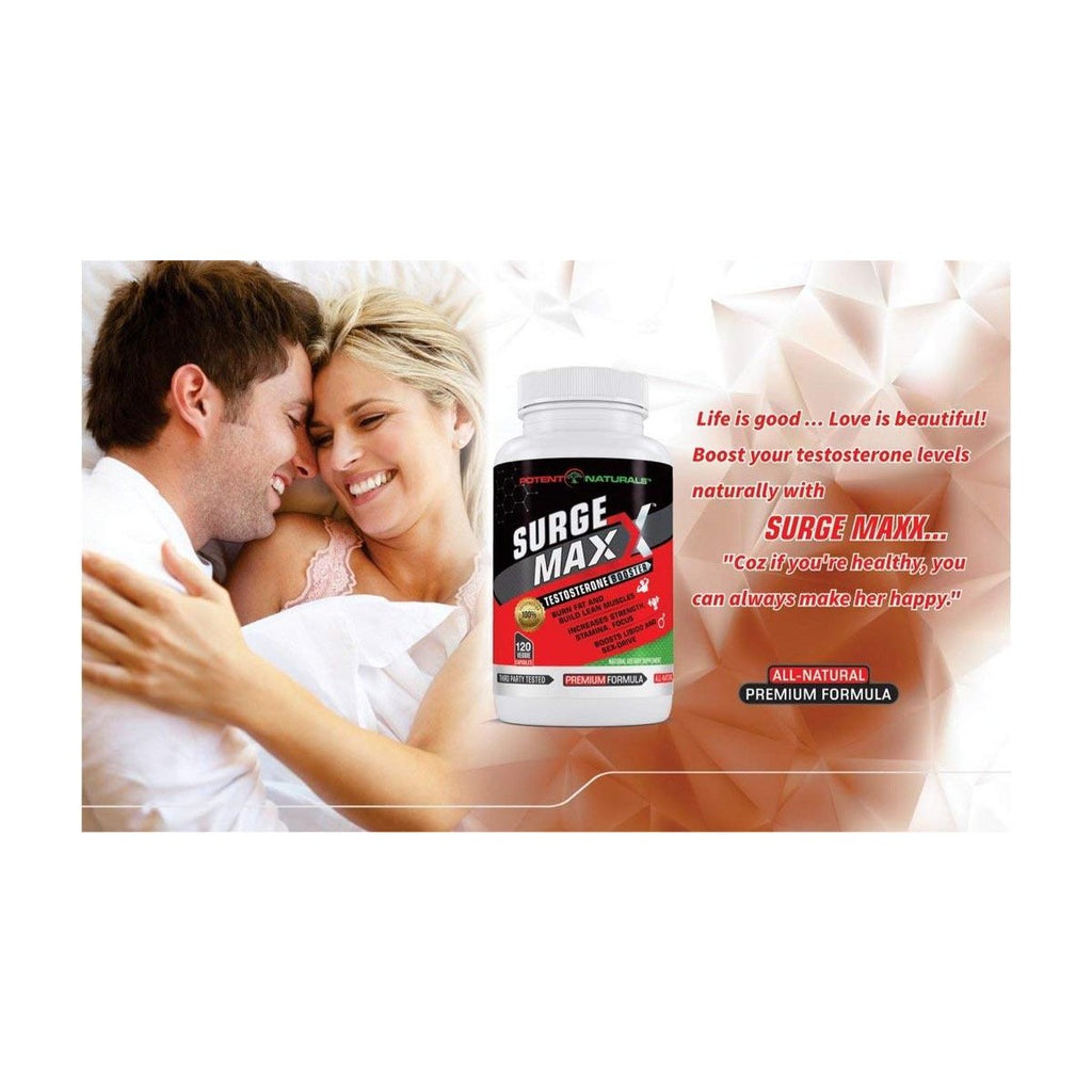 SURGE MAXX Premium Testosterone Booster - 1600mg D-AA-CC (120-Veggie Caps) EXTRA $5 OFF USE CODE:  SURGE5  (LIMITED TIME ONLY) - Potent Naturals