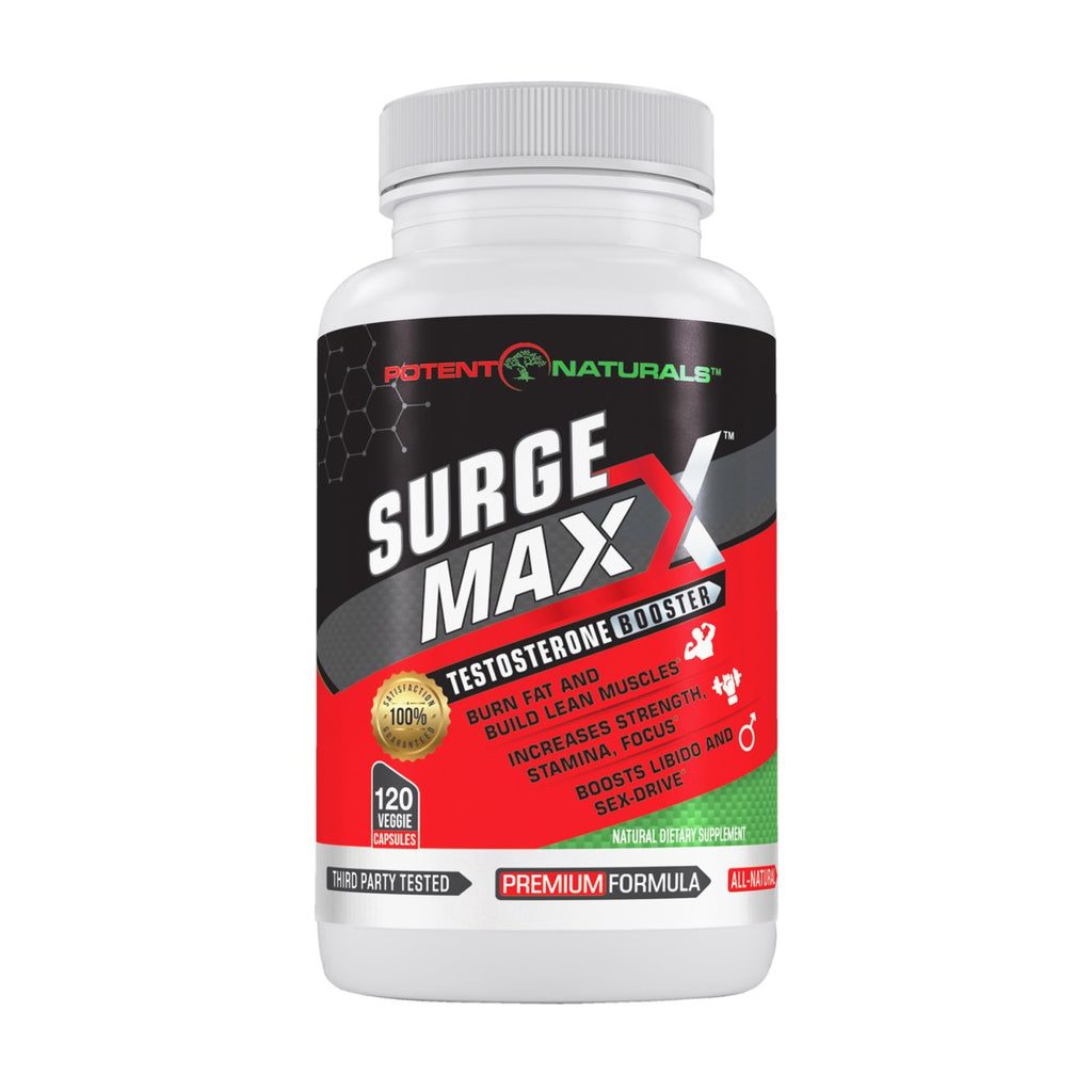 SURGE MAXX Premium Testosterone Booster - 1600mg D-AA-CC (120-Veggie Caps) EXTRA $5 OFF USE CODE:  SURGE5  (LIMITED TIME ONLY) - Potent Naturals